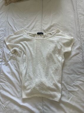 Eclipse Cream Short Sleeve Top with Lace Back